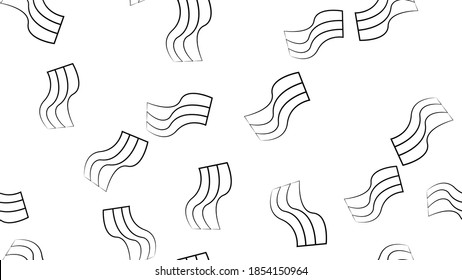 piece of bacon on a white background, vector illustration. a piece of fried pork. meat with lard. breakfast food. bacon for a quick bite. roadside cafe fast food, black and white illustration.