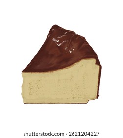 um pedaço de queijo basco bolo de sobremesa comida