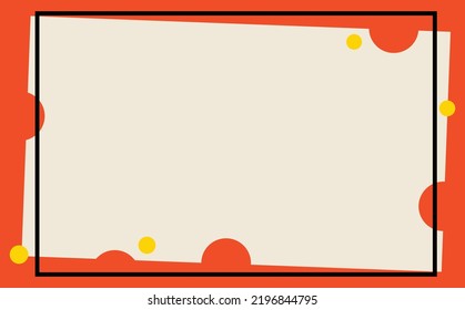 A piece of beige colored paper and a blue line frame within orange colored background. Background with copyspace. Suitable for card, presentation, cover, and wallpaper.