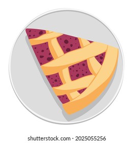Piece of berry pie. Vector Illustration. Flat Style