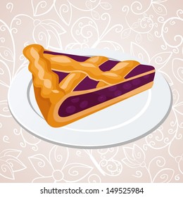 Piece of bilberries pie