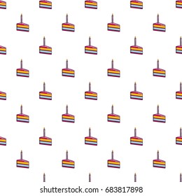 Piece of birthday cake with candle pattern