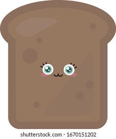 Piece of black bread, illustration, vector on white background.