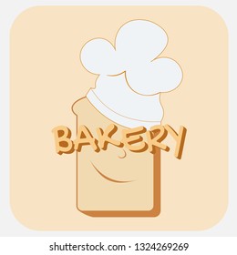 a piece of bread in the form of a cook on a background of curved edges