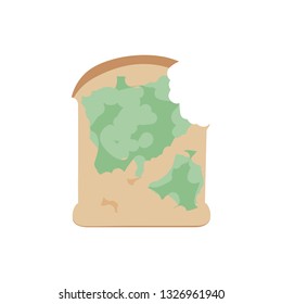 piece of bread with mold. garbage. Isolated vector illustration