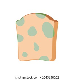 Piece of bread with mold isolated. Foul food vector illustration