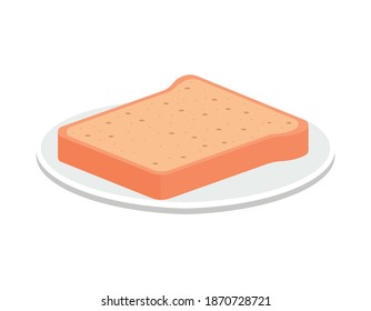 piece of bread on a plate vector illustration design