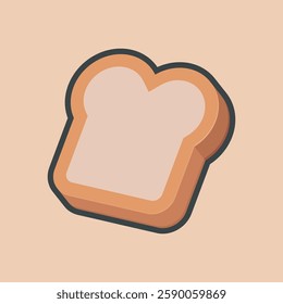 piece of bread with outline flat vector design.
