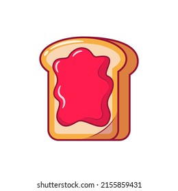 A Piece of Bread with Strawberry Jam Spread Illustration Cartoon Icon