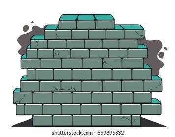 a piece of bright graffiti brick wall cracks or haze