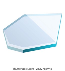 Stück gebrochenes transparentes Glas liegt auf weißem Hintergrund