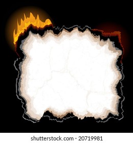 A piece of burning paper with jagged edges