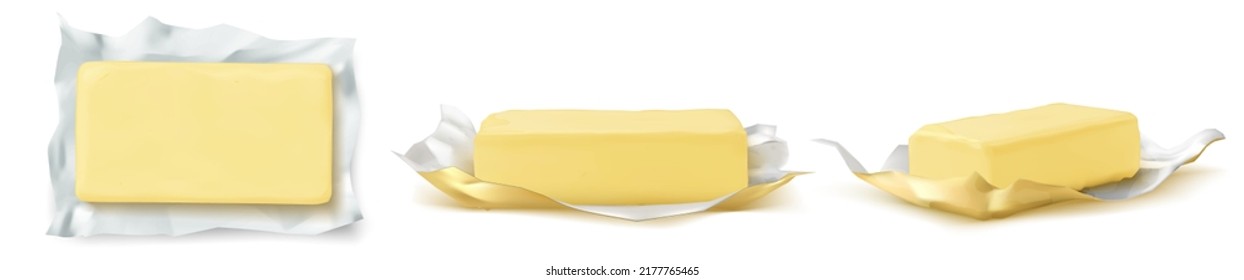 A piece of butter isolated on a white background. Vector illustration