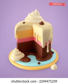 Piece of cake, 3d vector icon