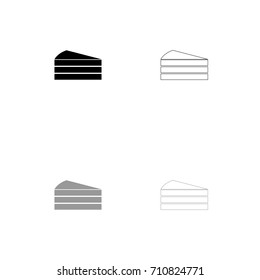 Piece of cake black and grey set icon .