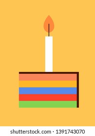 A piece of cake with a candle