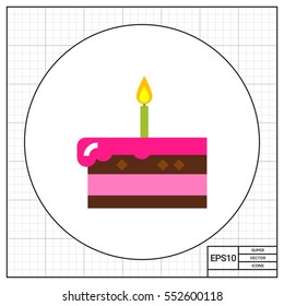 Piece of Cake with Candle Icon
