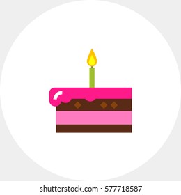 Piece of Cake with Candle Icon