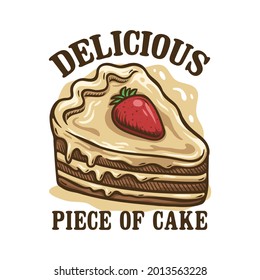 piece of cake cartoon design for logo cakery or mascot. vector graphic design illustration