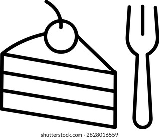 Piece of cake with cherry icon