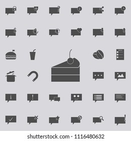 piece of cake with cherry icon. Detailed set of  Minimalistic  icons. Premium quality graphic design sign. One of the collection icons for websites, web design, mobile app on colored background