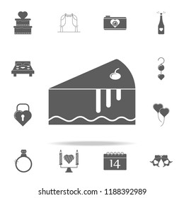 piece of cake with cherry icon. Romance icons universal set for web and mobile