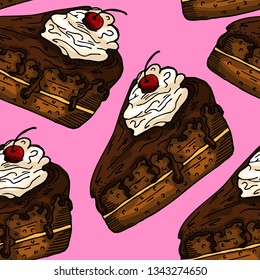 Piece of cake chocolate pattern background