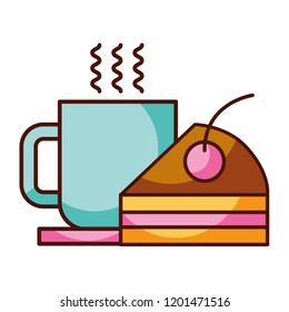 piece cake and coffee cup food dessert bakery