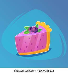 Piece of cake with cream and strawberry birthday tasty bake. Vector illustration piece cake slice. Sugar gourmet pastry cake slice sweet delicious pie dessert food