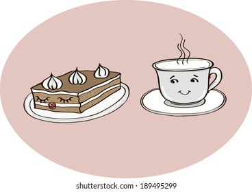 a piece of cake, a cup of tea or coffee