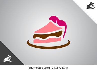 Piece of cake design element. Bakery, cakes and pastries logo identity template. Perfect logo for business related to bakery, cakes and pastries. Isolated background. Vector eps 10.