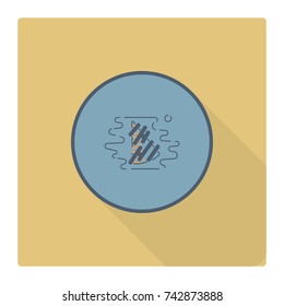 Piece of Cake. Dessert Icon in Simple, Minimalistic and Modern Flat Design Style for Candy Shop. Retro Color. Long Shadow