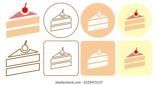 piece of cake, dessert menu for restaurant or café, event celebration birthday or wedding, bakery and pastry vector pictogram sign icon symbol ui and ux design, glyphs and stroke line