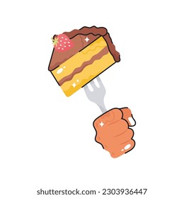 Piece Of Cake doodle filled vector outline Sticker. EPS 10 file