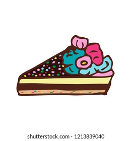 Piece of cake. Doodle, hand draw. Vector illustration on isolated background