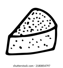 Pieza de la ilustración vectorial del doodle del pastel aislada en fondo blanco