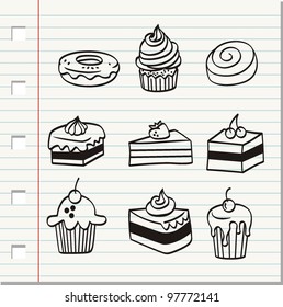 piece of cake doodle, vector illustration