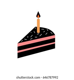 Piece of cake. Festive cake. Vector illustration. 
