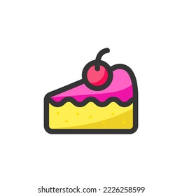 Piece of Cake Filled Outline Icon. Piece of Cake Logo. Vector Illustration. Isolated on White Background. Editable Stroke