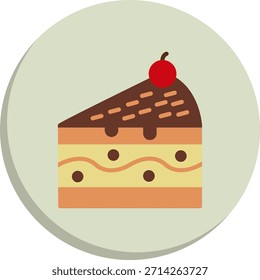 Icono de estilo de círculo plano de pedazo de pastel