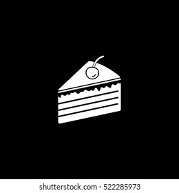 Piece Of Cake Flat Icon On Black Background