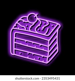 piece cake food dessert neon light sign vector. piece cake food dessert illustration