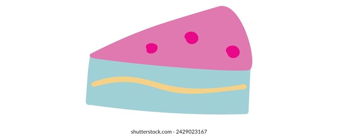 Un pedazo de pastel. Comida. Icono plano. Dibujado a mano ilustración vectorial. Diseño gráfico sobre fondo blanco. 