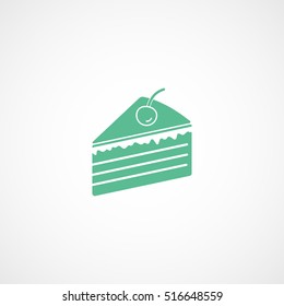 Piece Of Cake Green Flat Icon On White Background