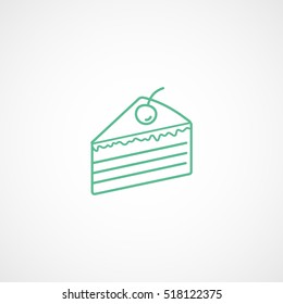 Piece Of Cake Green Line Icon On White Background