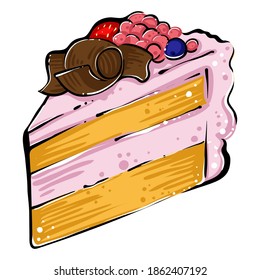 Piece of cake, hand drawn, color vector