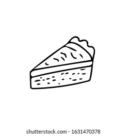 piece of cake hand drawn in doodle style isolated on a white background.