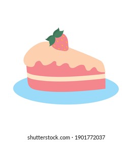 piece of cake hand drawn icon over white background, colorful design, vector illustration