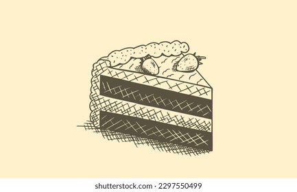 piece of cake hand drawn sketch vector illustration.