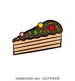 Piece of cake. Hand drawn vector flat graphic illustration. Isolated object on a white background. Isolate.